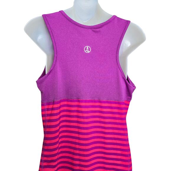 Lands End Womens Tank Top Medium Athletic Striped Racerback Scoop Neck Stretch - Picture 6 of 7